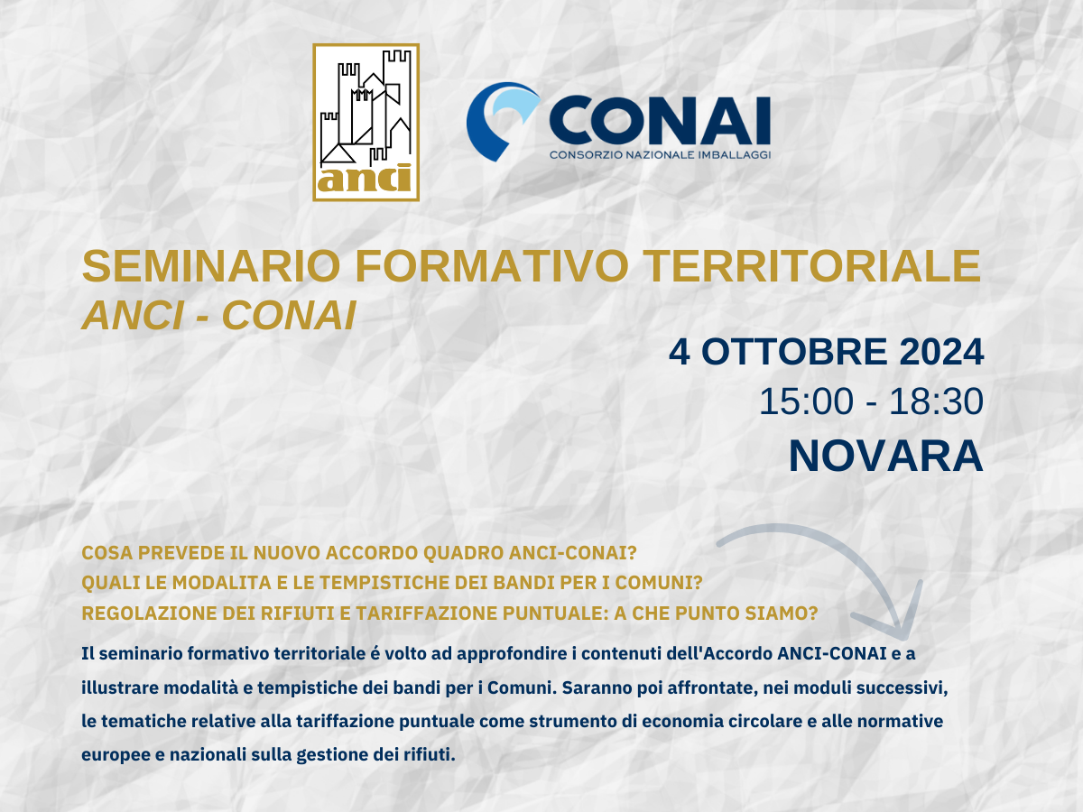 Seminario formativo territoriale ANCI CONAI | Novara