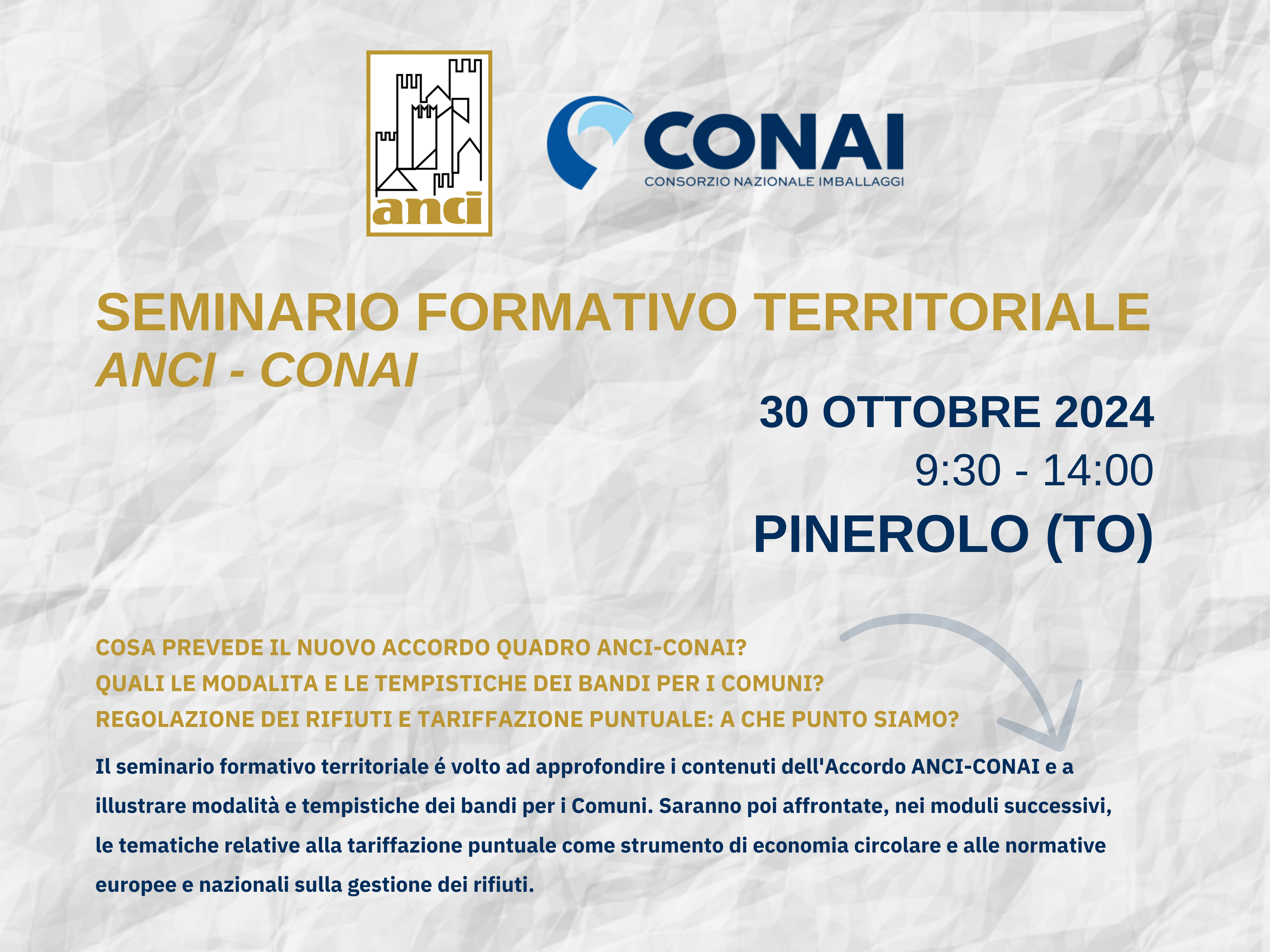 Seminario formativo territoriale ANCI CONAI | Pinerolo